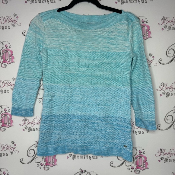 Tommy Hilfiger Tops - Tommy Hilfiger sweater blue knit ombre turquoise warm comfy stretchy top shirt